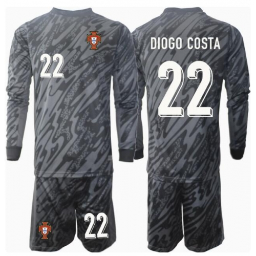 Portogallo Diogo Costa #22 Portiere Maglia Gara Trasferta Repliche Europei 2024 Bambino Maniche Lunghe Portogallo Diogo Costa #22 Portiere Maglia Gara Trasferta Repliche Europei 2024 Bambino Maniche Lunghe